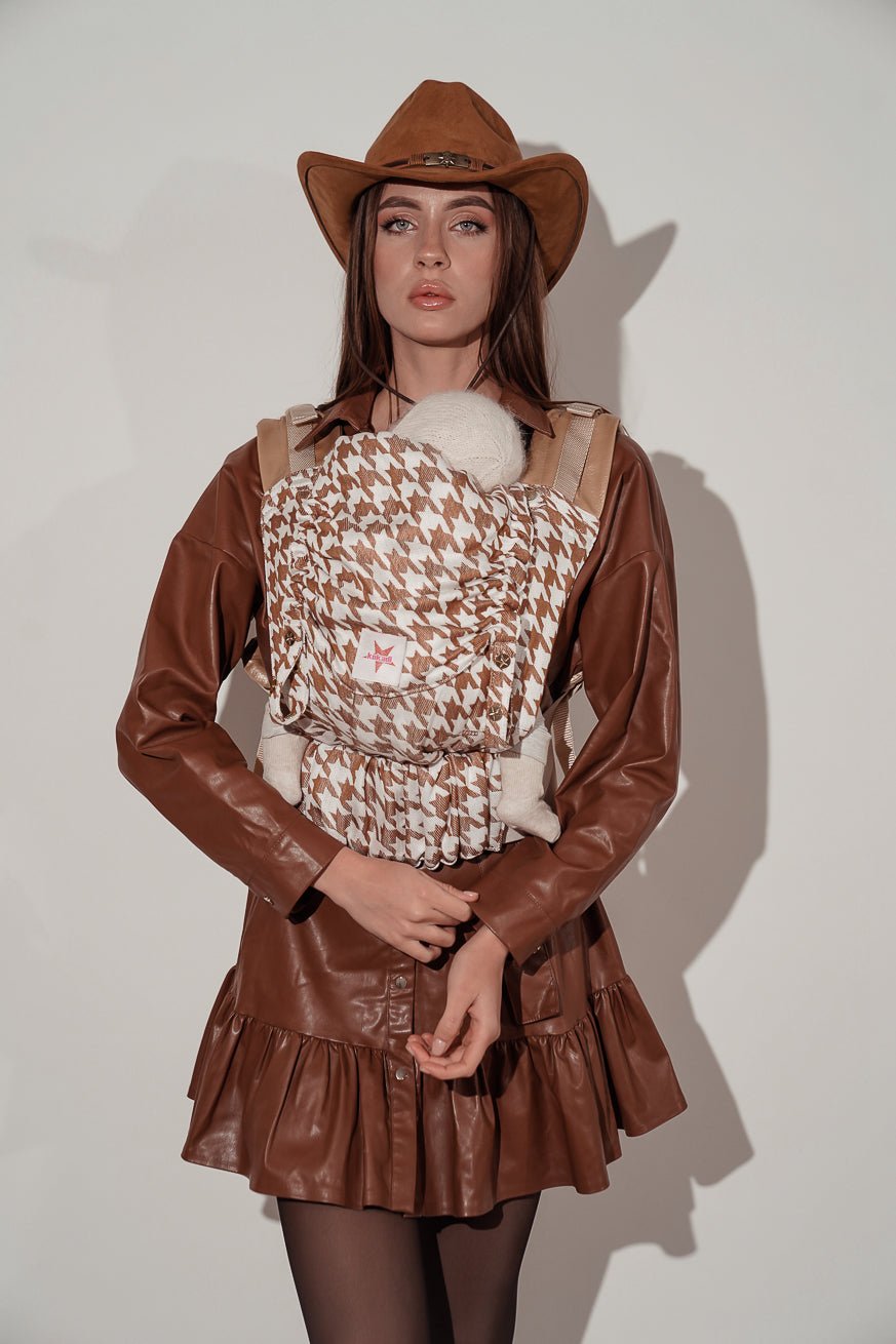 Draagzak Onbu Pied-de-poule Latte Macchiato - KOKADI