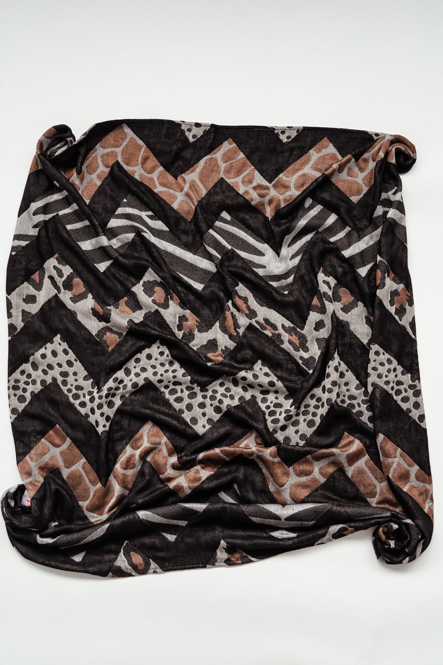 Knuffelige doek/sjaal wilde dieren ariane